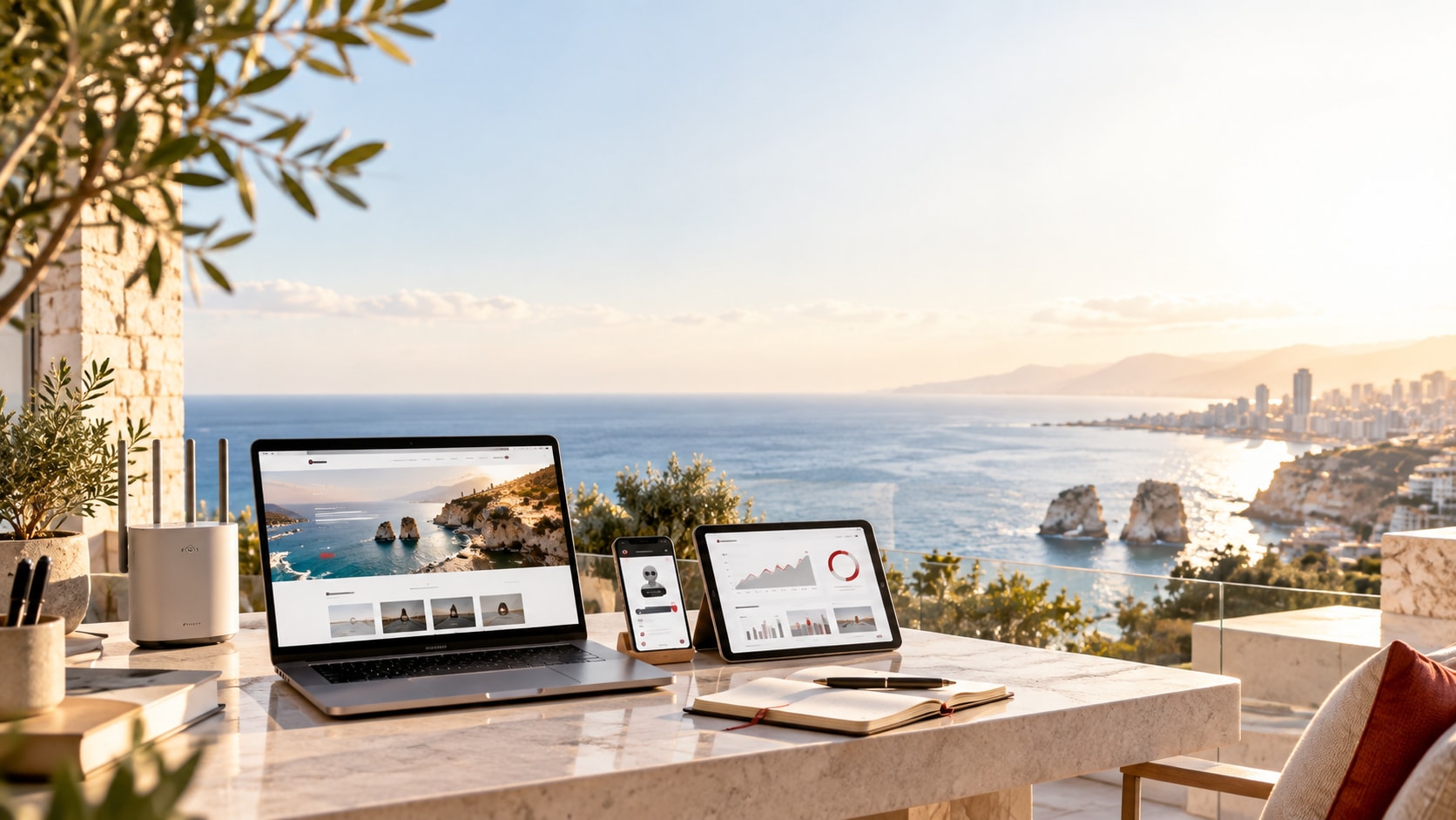 Website, mobile and business tools presented together